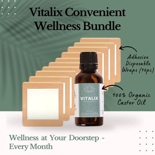 Vitalix Convenient Wellness Bundle (10pc Adhesive Wraps + Castor Oil)